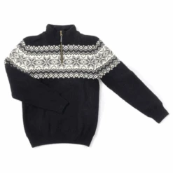 Cold Drammen Norsk Uld Strik Med Windstop - Sort